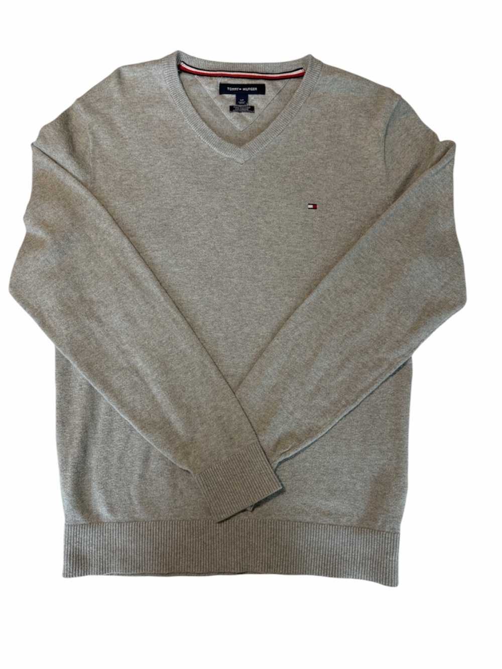Tommy Hilfiger Men's V-Neck Pima Cotton Cashmere Sweater - Heather Gray